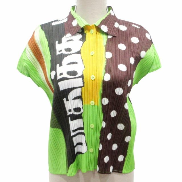 プリーツプリーズ PLEATS PLEASE 美品 イッセイミヤケ プリーツ クルーネックカットソー 長袖 Tシャツ トップス ネイビー 3 0630 IBO41 レ