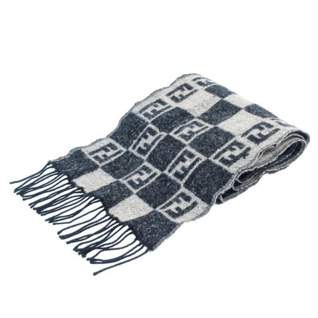FENDI フェンディ ズッカ柄 ウールマフラー ベージュ系 イタリア製