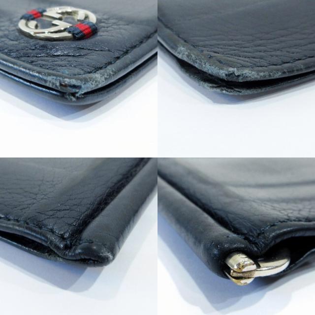 【中古】グッチ GUCCI 二つ折り財布 マネークリップ インターロッキング ロゴ レザー 黒 紺 ブラック ネイビー 系 中古】グッチ GUCCI 二つ折り財布 マネークリップ インターロッキング