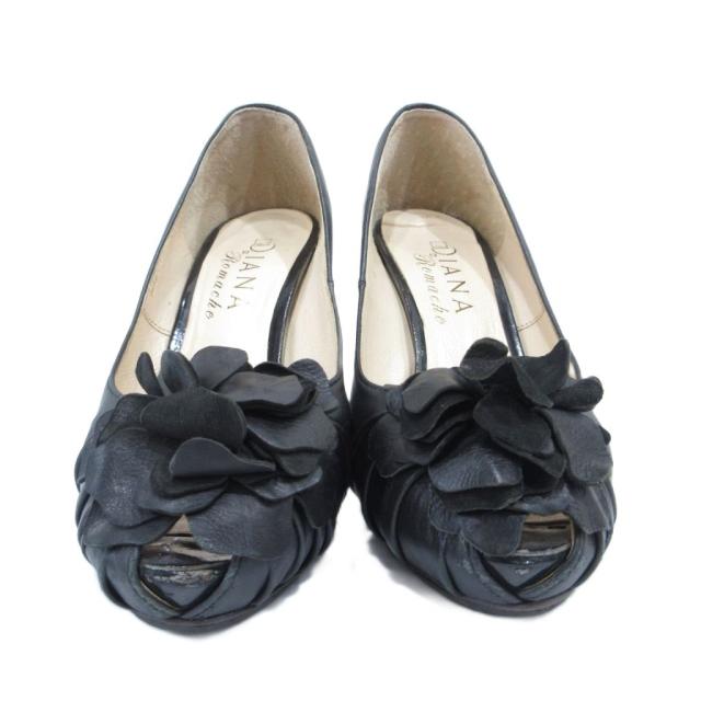 新品 DIANA ポインテッドトゥ レザー ブラック 22.5cm ストラップ