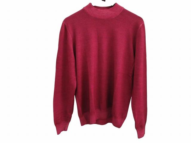 【中古】未使用品 グランサッソ GRAN SASSO セーター ニット ハイゲージ モックネック ラズベリー 50 メンズ