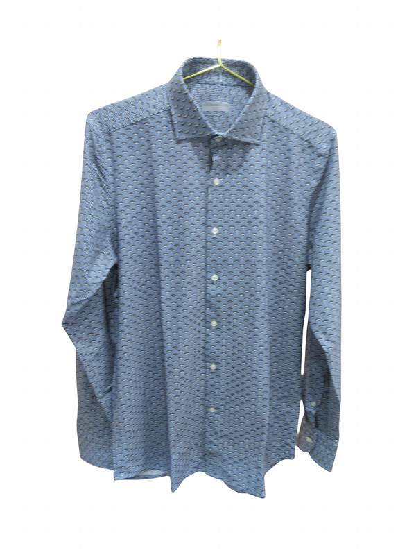 【中古】未使用品 ギラデリ GHIRARDELLI シャツ 長袖小紋柄 メンズ
