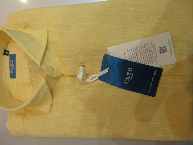 【中古】未使用品 FEFE 麻シャツ 長袖イエロー メンズ_4