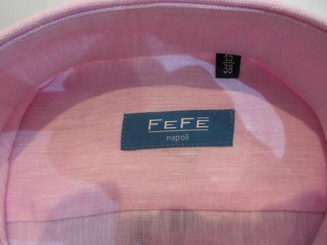 【中古】未使用品 FEFE 麻シャツ 長袖ピンク メンズ_2