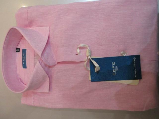 【中古】未使用品 FEFE 麻シャツ 長袖ピンク メンズ_4