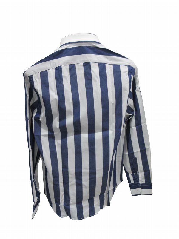 【中古】未使用品 FEFE 綿シャツ 長袖ブルーストライプ メンズ_1