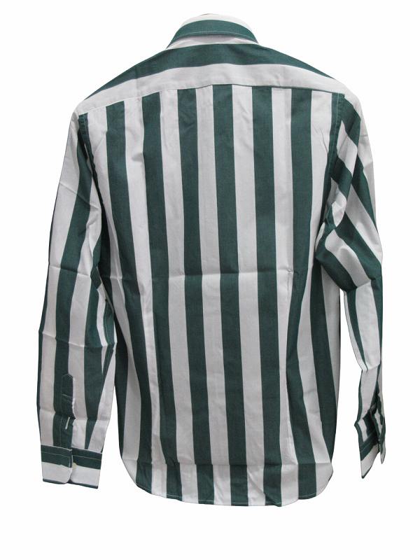 【中古】未使用品 フェフェナポリ FEFE napoli シャツ 長袖 ストライプ グリーン 39 メンズ_2