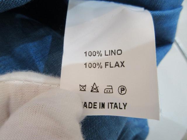 【中古】未使用品 フェフェナポリ FEFE napoli シャツ 長袖 リネン ターコイズブルー 39 メンズ_6