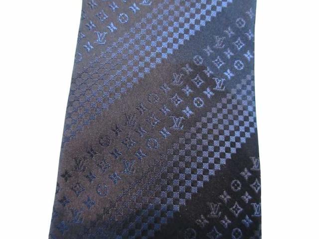 【中古】ルイヴィトン LOUIS VUITTON ネクタイ ネイビー シルク メンズ_1