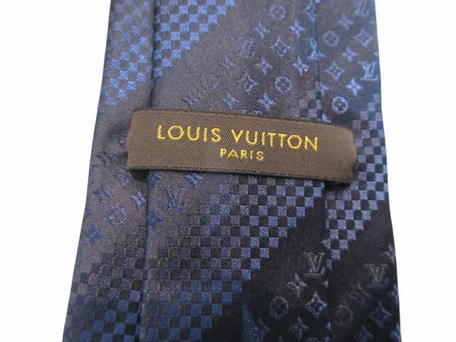 【中古】ルイヴィトン LOUIS VUITTON ネクタイ ネイビー シルク メンズ_3