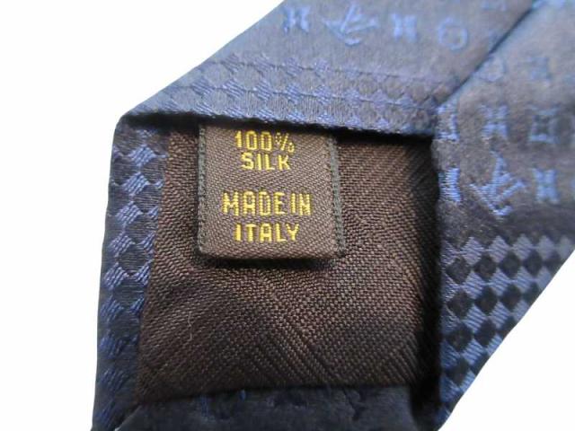 【中古】ルイヴィトン LOUIS VUITTON ネクタイ ネイビー シルク メンズ_4