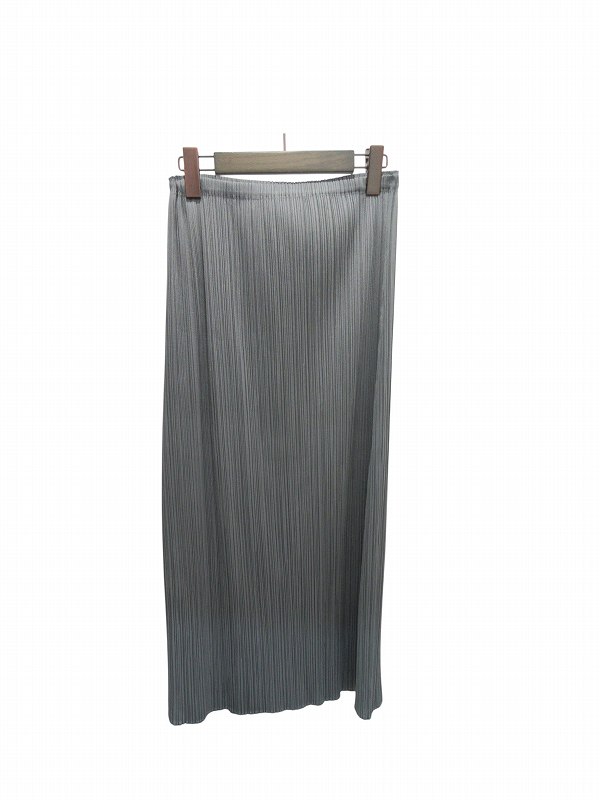 【中古】プリーツプリーズ PLEATS PLEASE ロングスカート プリーツ グレー 4 イッセイミヤケ レディース