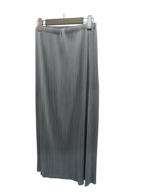 【中古】プリーツプリーズ PLEATS PLEASE ロングスカート プリーツ グレー 4 イッセイミヤケ レディース_1