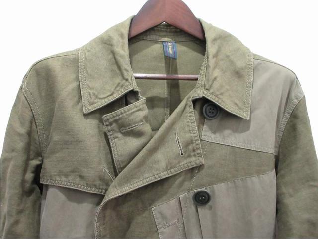 【中古】ミハラヤスヒロ MIHARA YASUHIRO トレンチコート ミリタリー 再構築 カーキ 44 メンズ_1