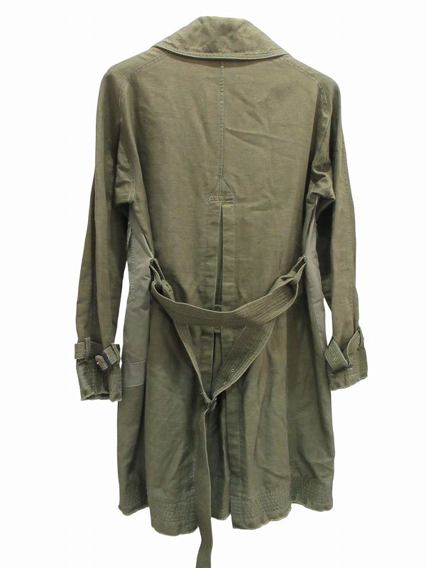 【中古】ミハラヤスヒロ MIHARA YASUHIRO トレンチコート ミリタリー 再構築 カーキ 44 メンズ_2