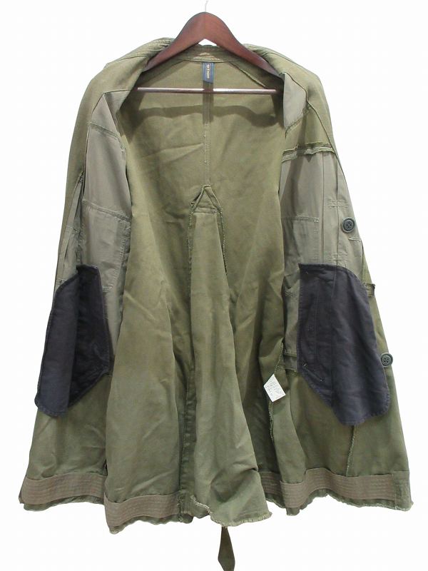 【中古】ミハラヤスヒロ MIHARA YASUHIRO トレンチコート ミリタリー 再構築 カーキ 44 メンズ_3