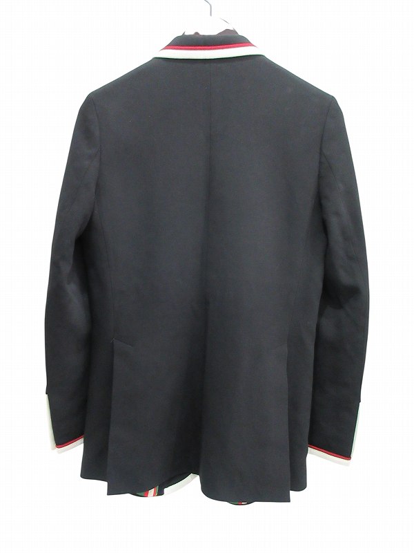 【中古】グッチ GUCCI ジャケット テーラードジャケット パイピング 金ボタン ブラック 42 レディース_2