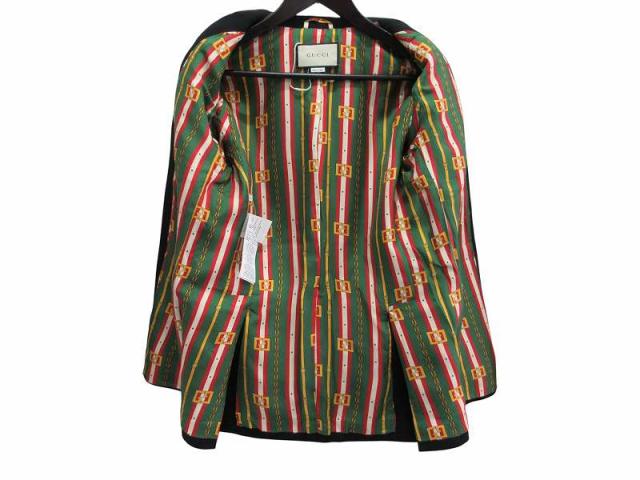 【中古】グッチ GUCCI ジャケット テーラードジャケット パイピング 金ボタン ブラック 42 レディース_3