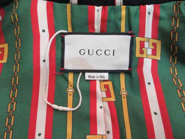 【中古】グッチ GUCCI ジャケット テーラードジャケット パイピング 金ボタン ブラック 42 レディース_4