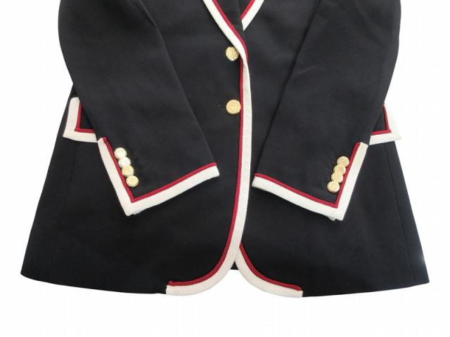 【中古】グッチ GUCCI ジャケット テーラードジャケット パイピング 金ボタン ブラック 42 レディース_7