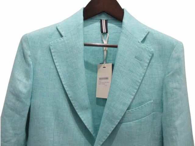 【中古】未使用品 フェフェナポリ FEFEnapoli ジャケット 上着 サックスブルー リネン 46 メンズ_1
