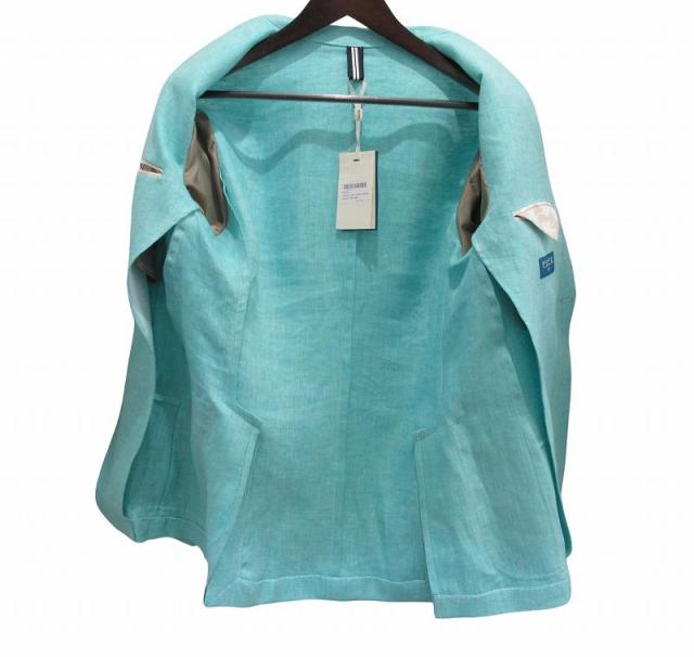 【中古】未使用品 フェフェナポリ FEFEnapoli ジャケット 上着 サックスブルー リネン 46 メンズ_3