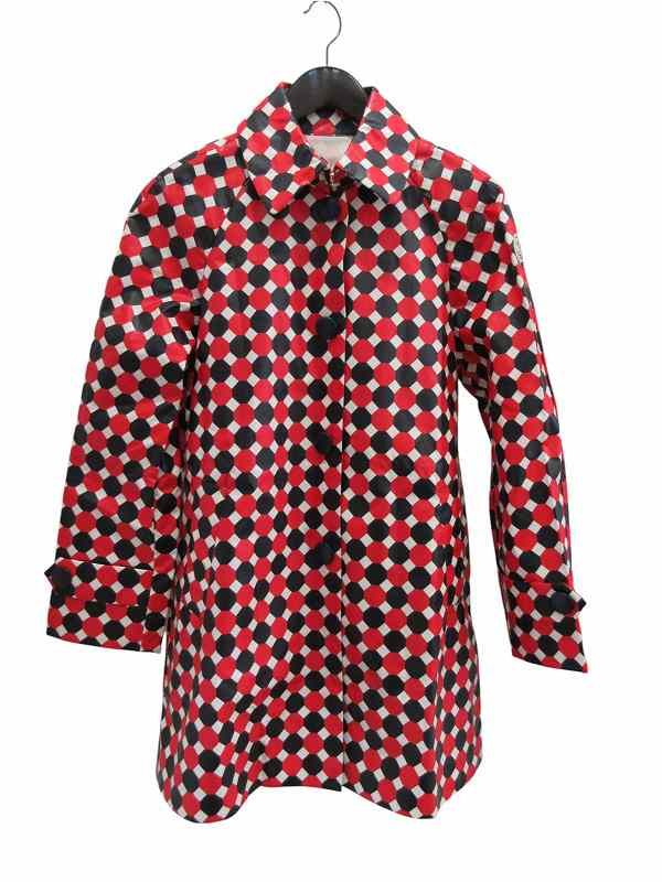 【中古】未使用品 モンクレール MONCLER スプリングコート レインコート 幾何学模様 0サイズ メンズ
