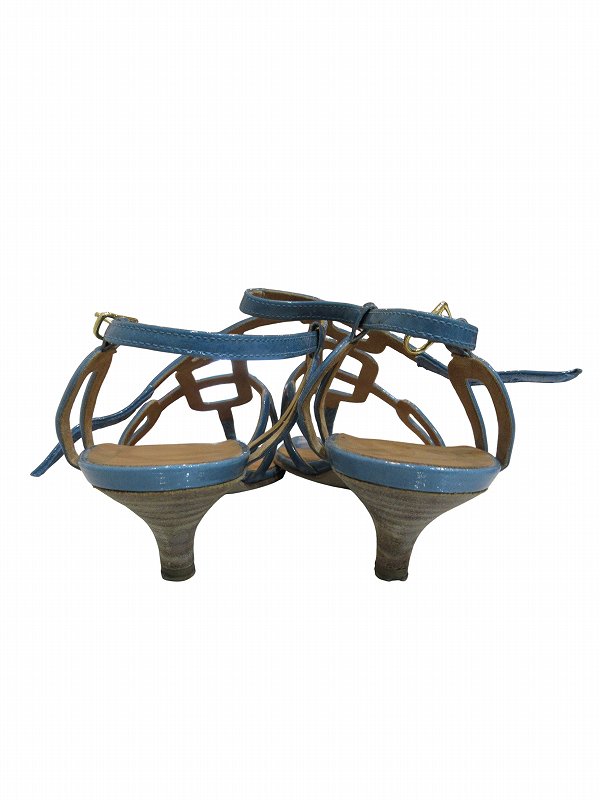 【中古】エルメス HERMES サンダル エナメル シェーヌ・ダンクル ブルー 36.5 レディース_2