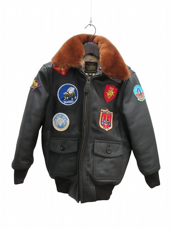 【中古】未使用品 コックピット COCKPIT USA フライトジャケット G-1 レザー ブラウン ワッペン 10サイズ レディース