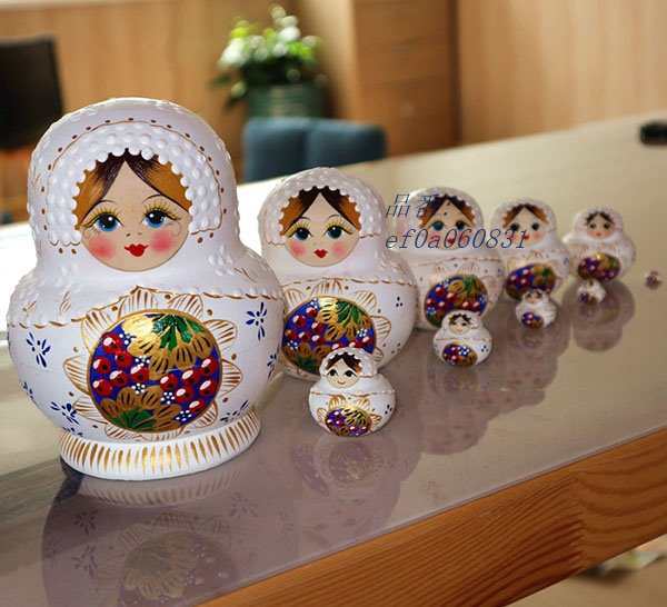 マトリョーシカ 民芸品 手作り人形 手描き 10個組 インテリア雑貨