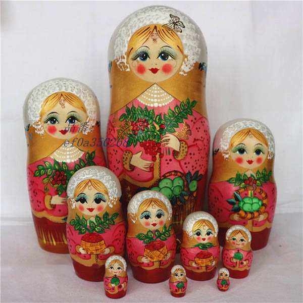 マトリョーシカ ロシア 人形 民芸品 土産物 手作り人形 北欧雑貨 10個 