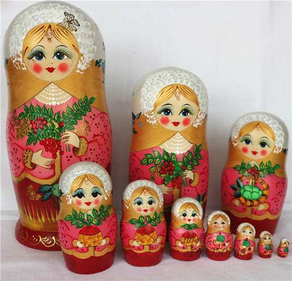 マトリョーシカ ロシア 人形 民芸品 土産物 手作り人形 北欧雑貨 10個