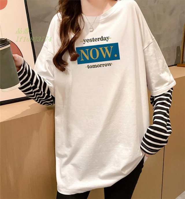 Tシャツ レディース レイヤード 長袖 重ね着 カットソー 春服 トップス