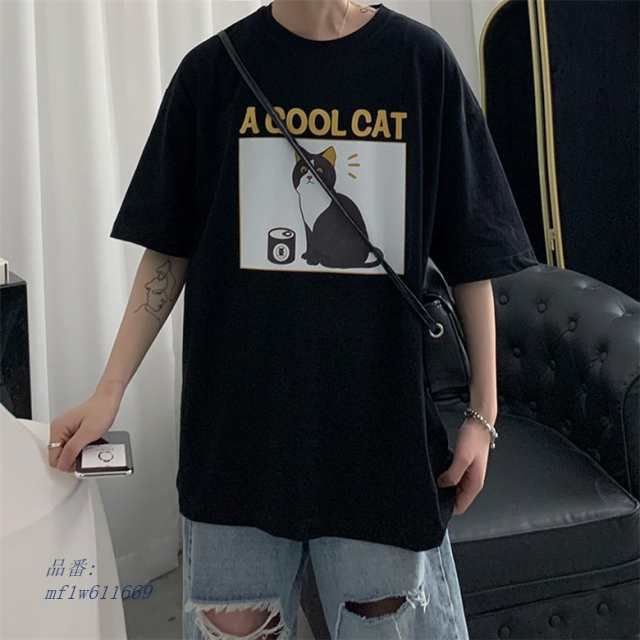 メンズ Tシャツ 半袖 カジュアル クールネック イラスト オシャレ 夏 ネコ トップス 男子の通販はau Pay マーケット Aimee Shop