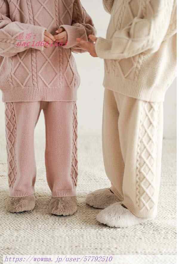 子供 セットアップ セーター パンツ 上下セット ベージュ 暖かい 萌え萌え もこもこ キャメル かわいい ピンク グレー｜au PAY マーケット