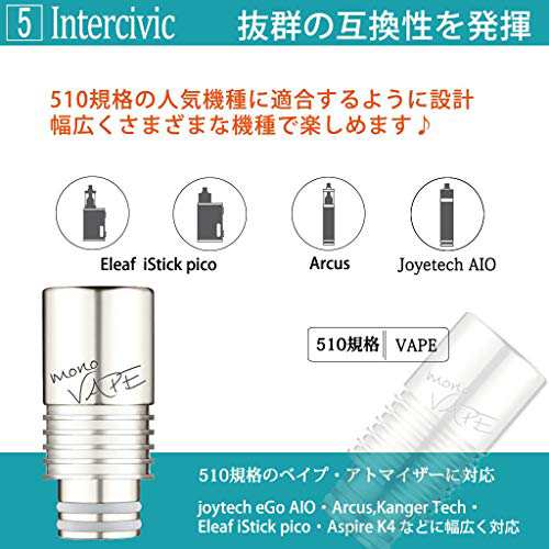 ドリップチップ Monovape ベイプ マウスピース 510規格 Drip Tip スピットバック 防止 510 アトマイザー Vape 用 プルームテック バの通販はau Pay マーケット Unveil