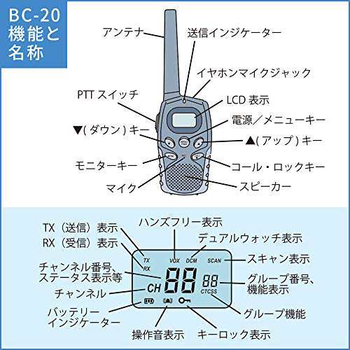 Blue Century ブルーセンチュリー 特定小電力トランシーバー 2台セット イヤホンマイク ベルトクリップ付属 技適マーク有 総の通販はau Pay マーケット 九州流通プラザwowma 店