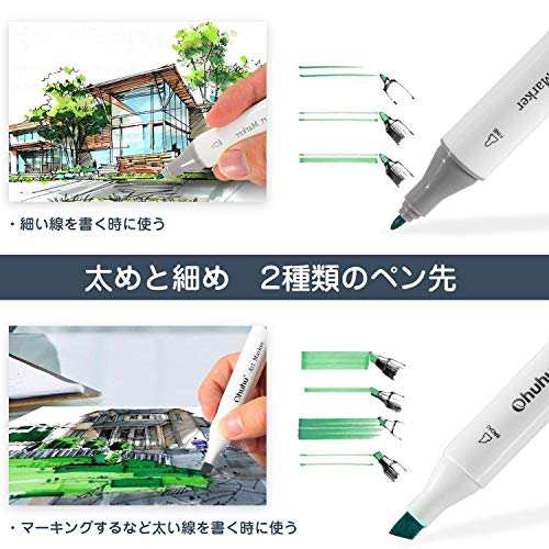 マーカーペン 100色 ブレンダーペン付き Ohuhu アルコールマーカー