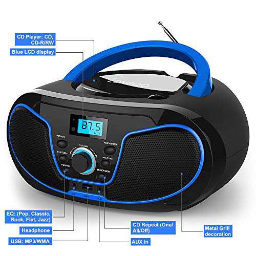 Lonpoo ポータブルcdプレーヤーラジカセ Fmラジオ Bluetooth Usb