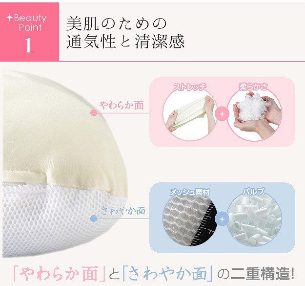 まくら 枕 首のシワ防止 ピロー 43x63cm 丸洗い ストレッチ素材