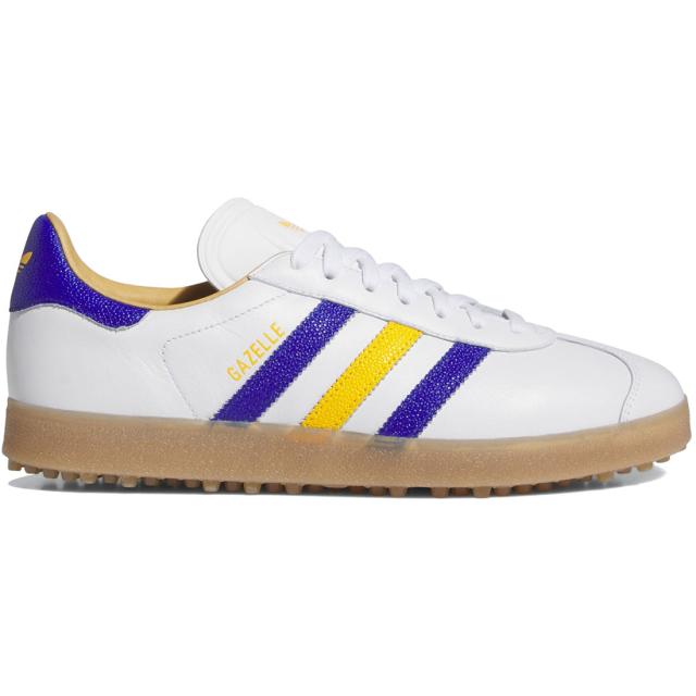 [アディダス] ガゼル レザー スパイクレス ゴルフシューズ [GAZELLE LEATHER SPIKELESS GOLF SHOES] Cloud White/Lucid Blue/Crew Yellow JR6700