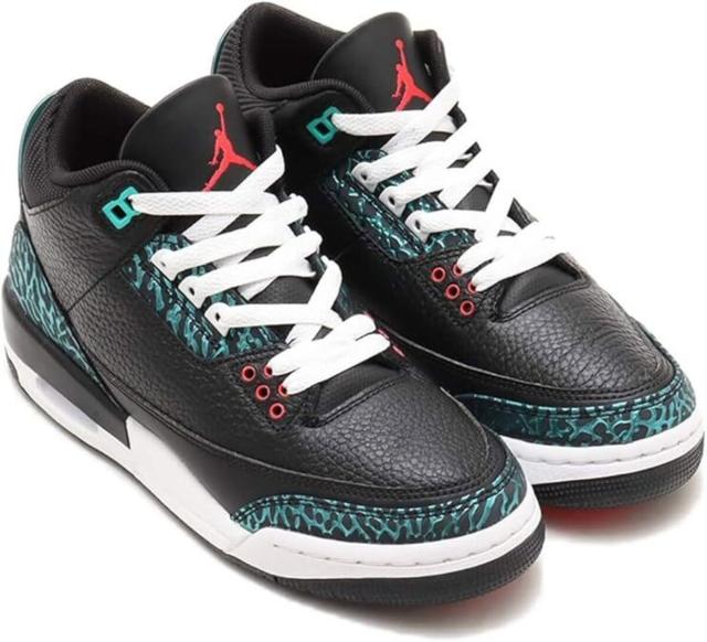 [ナイキ] エア ジョーダン 3 レトロ [J AIR JORDAN 3 RETRO] ブラック/ハイパージェイド/ホワイト/サイレンレッド FV5437-001