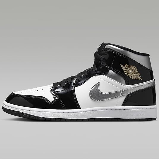 [ナイキ] エア ジョーダン 1 ミッド SE [AIR JORDAN 1 MID SE] ブラック/ホワイト/メタリックゴールド/メタリックシルバー HV0789-010