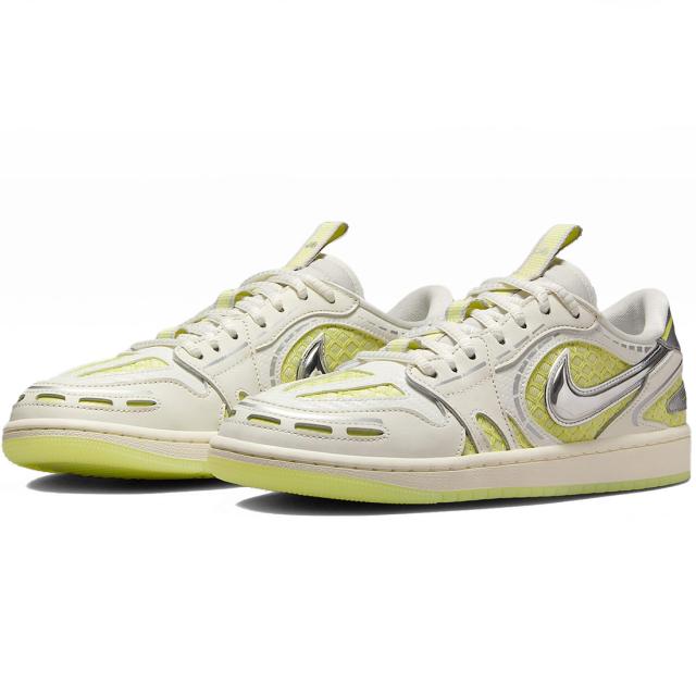 [ナイキ] エア ジョーダン 1 ロー メソッド オブ メイク [W AIR JORDAN 1 LOW MM] セイル/メタリックシルバー/ルミナスグリーン HQ2186-130