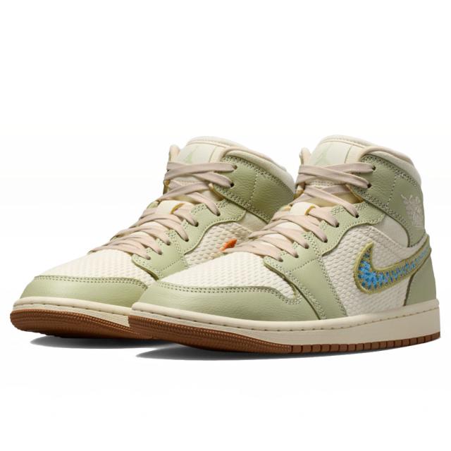 [ナイキ] エア ジョーダン 1 ミッド SE [W AIR JORDAN 1 MID SE] オリーブオーラ/ローン/ユニバーシティブルー/パールホワイト II0570-302