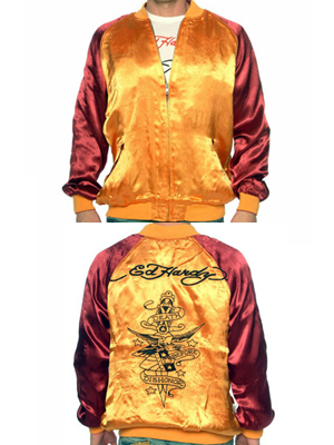 【新品】 ED D HARDY スーベニアジャケット フェニックス/バーガンディー/ゴールド_2