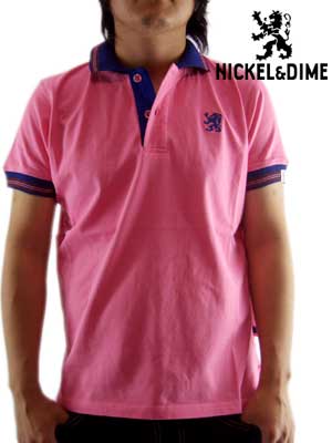 【新品】 【メール便対応】 【レビューを書いて送料無料】 ★NICKEL&DIME　ニッケル&ダイム S/S ポロシャツ ポロ M C ジャージー ピンク【White】【Pink】【半袖】