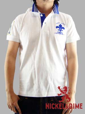 【新品】 【メール便対応】 【レビューを書いて送料無料】 ★NICKEL&DIME　ニッケル&ダイム S/S ポロシャツ ポロ M C ジャージー ロゴ ホワイト【Red】【Navy】【半袖】