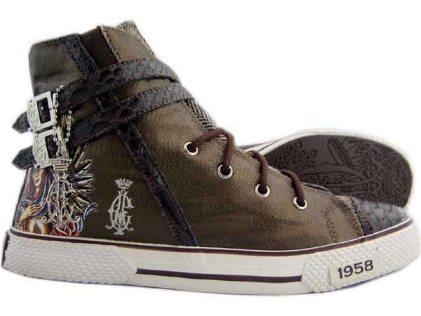 アウトレット【新品】 Christian Audigier クリスチャンオードジェー シューズ ストラップ ダウン チョコレート