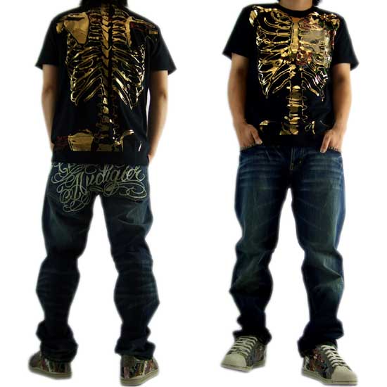 【新品】 ★Christian Audigier クリスチャンオードジェー コンネ シグネチャー スタッド ビンテージ デニムの通販は